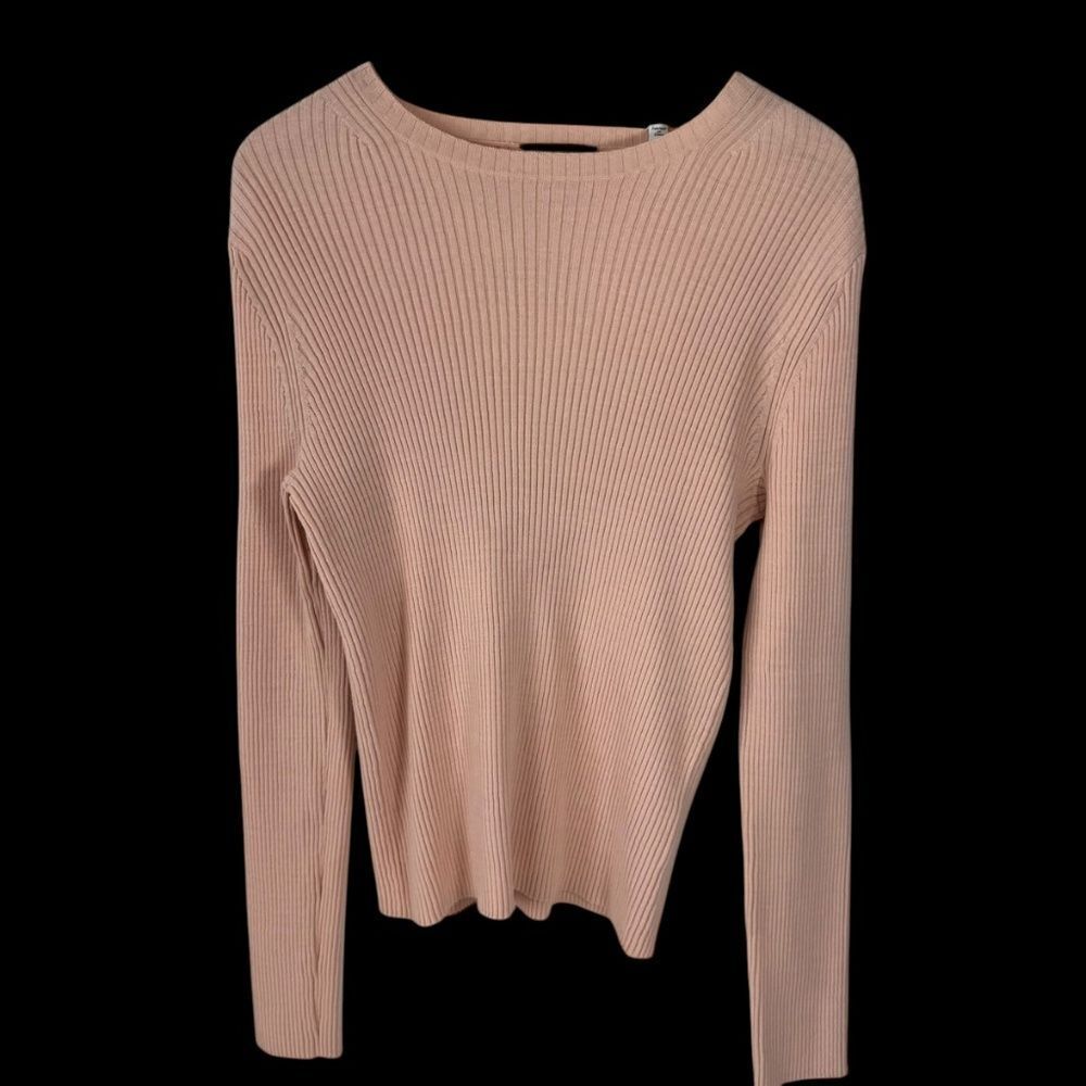 Vince Marled‎ Rib Wool/Cotton Women's Sweater Crew Neck Rosewater Petal Sz XL - Picture 2 of 14